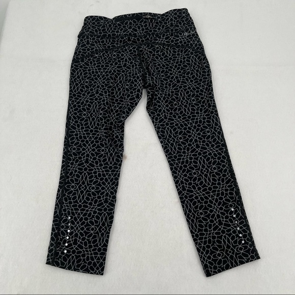 NIKE Women’s Dri-Fit Running Training Capri Pant Black/White Starglass sz: Small - Picture 2 of 10